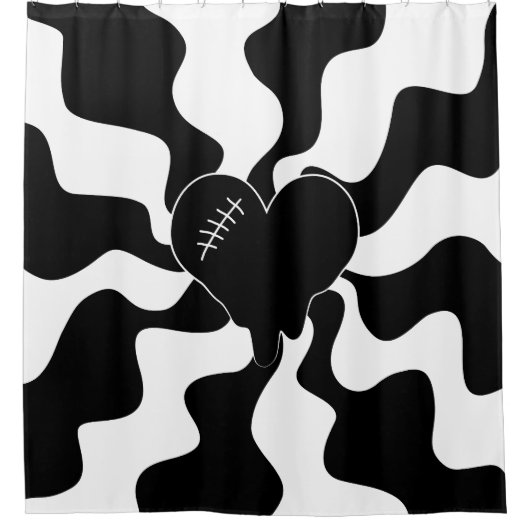 Herz Melt in Schwarz und Weiß Duschvorhang (Vorderseite)