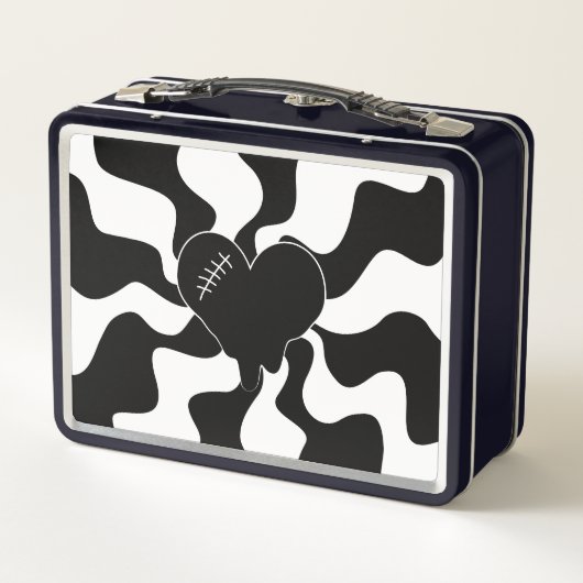 Herz Melt in Schwarz und Weiß Metall Brotdose (Rückseite)