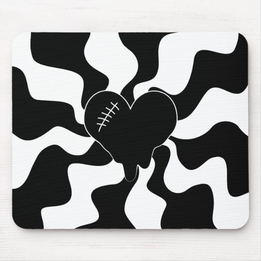 Herz Melt in Schwarz und Weiß Mousepad (Vorne)