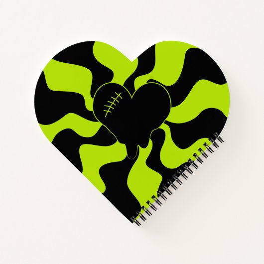 Herz Melt - Lime Green Notizblock (Rückseite)