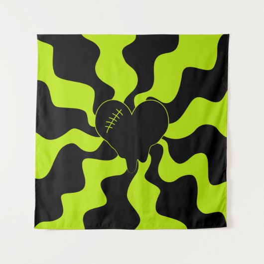 Herz Melt - Lime Green Wandteppich (Vorderseite)