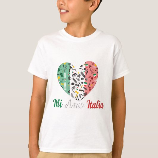 Herz MI-Amos Italien mit italienischer Flagge T-Shirt (Vorderseite)