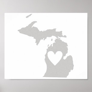 Herz-Michigan-Staats-Silhouette Poster