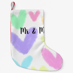 Herz minimalistischer Textstil Hochzeit Mr & Mrs c Kleiner Weihnachtsstrumpf