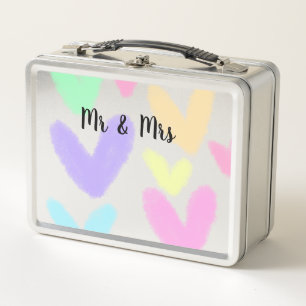 Herz minimalistischer Textstil Hochzeit Mr & Mrs c Metall Brotdose