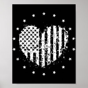 Herz mit amerikanischer Flagge zum 4. Juli Poster