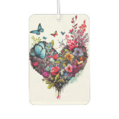 Herz mit Aquarell-Blume und Schmetterlingen Autolufterfrischer (Vorderseite)