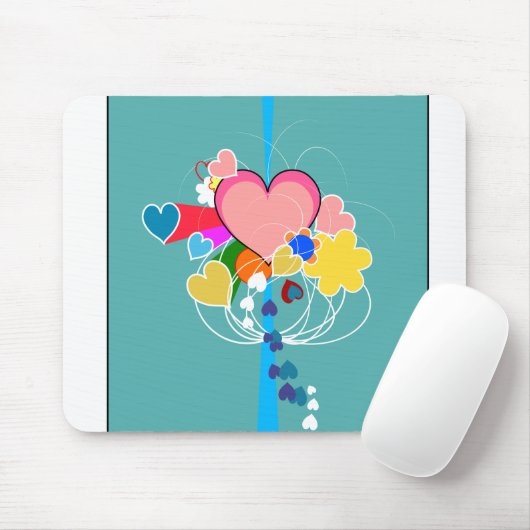 Herz mit blauen Strahlen Mousepad (Mit Mouse)