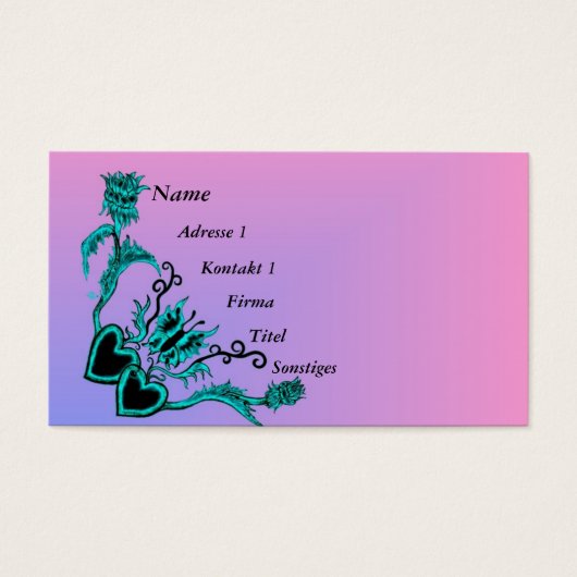 Herz mit Blume und Schmetterling auf Regenbogen (Vorderseite)