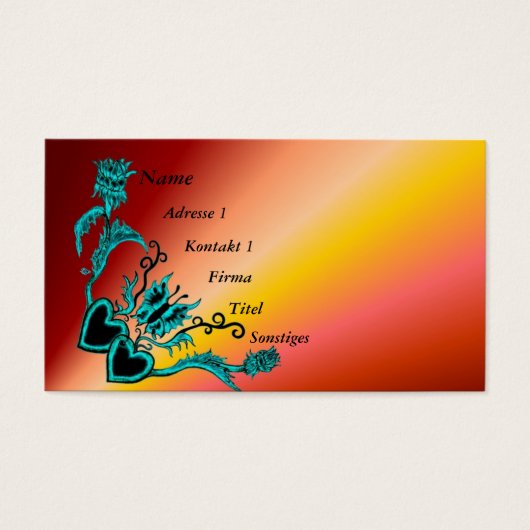 Herz mit Blume und Schmetterling auf Regenbogen (Vorderseite)