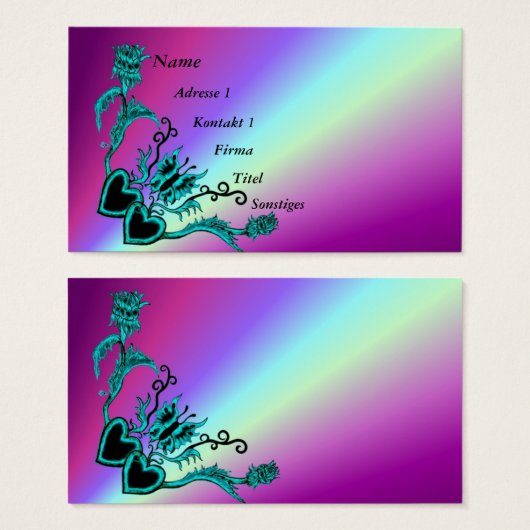 Herz mit Blume und Schmetterling auf Regenbogen (Vorne & Hinten)