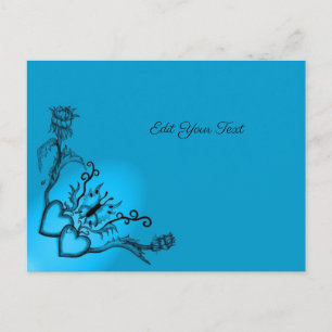 Herz mit Blume und Schmetterling auf Regenbogen Postkarte