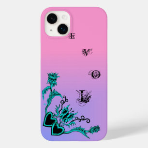Herz mit Blume und Schmetterling auf rosa Regenbog Case-Mate iPhone 14 Plus Hülle