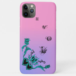 Herz mit Blume und Schmetterling auf rosa Regenbog Case-Mate iPhone Hülle