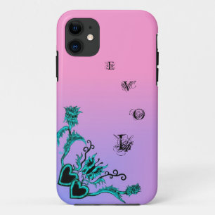 Herz mit Blume und Schmetterling auf rosa Regenbog Case-Mate iPhone Hülle