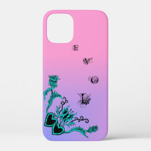 Herz mit Blume und Schmetterling auf rosa Regenbog Case-Mate iPhone Hülle