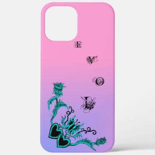 Herz mit Blume und Schmetterling auf rosa Regenbog Case-Mate iPhone Hülle (Rückseite)