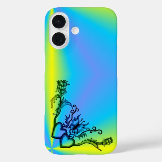Herz mit Blume und Schmetterling Case-Mate iPhone Hülle (Rückseite)