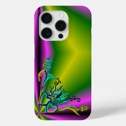 Herz mit Blume und Schmetterling Case-Mate iPhone Hülle (Rückseite)