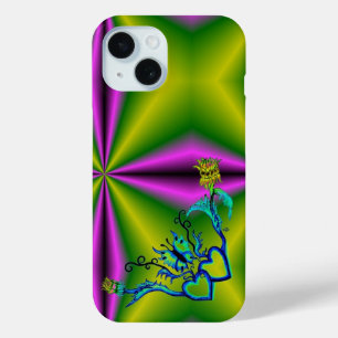 Herz mit Blume und Schmetterling iPhone 15 Hülle