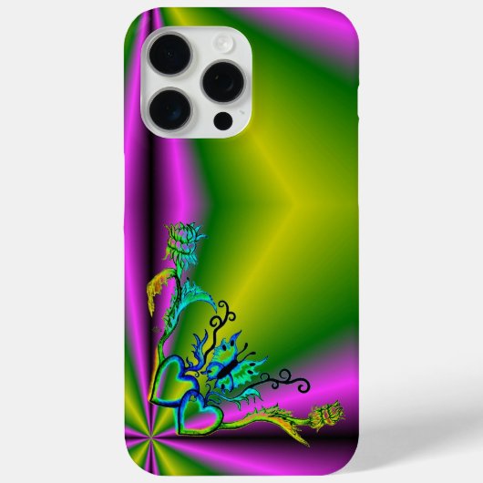 Herz mit Blume und Schmetterling Case-Mate iPhone Hülle (Rückseite)
