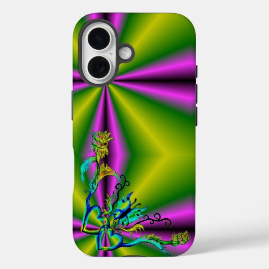 Herz mit Blume und Schmetterling Case-Mate iPhone Hülle (Rückseite)