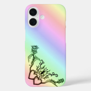 Herz mit Blume und Schmetterling iPhone 16 Hülle