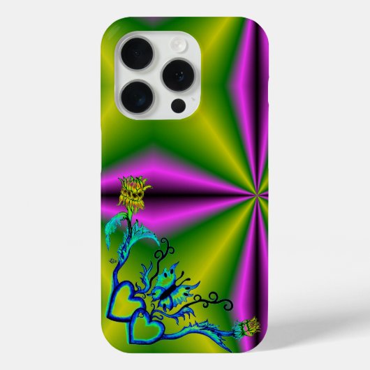 Herz mit Blume und Schmetterling Case-Mate iPhone Hülle (Rückseite)