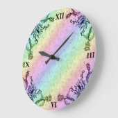 Herz mit Blume und Schmetterling Große Wanduhr (Winkel)