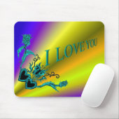 Herz mit Blume und Schmetterling , Ich Liebe Sie Mousepad (Mit Mouse)