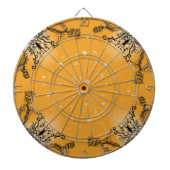 Herz mit Blume und Schmetterling im Tattoo-Stil Dartscheibe (vorne)