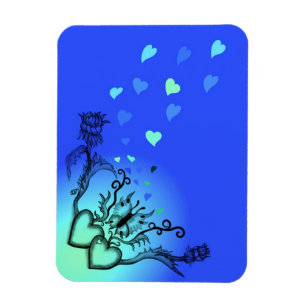 Herz mit Blume und Schmetterling im Tattoo-Stil Magnet
