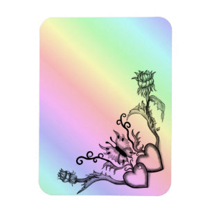 Herz mit Blume und Schmetterling im Tattoo-Stil Magnet