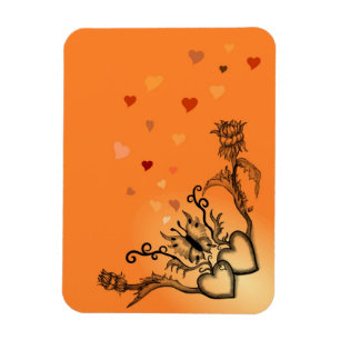 Herz mit Blume und Schmetterling im Tattoo-Stil Magnet