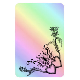 Herz mit Blume und Schmetterling im Tattoo-Stil Magnet
