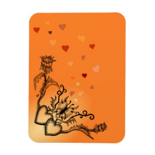 Herz mit Blume und Schmetterling im Tattoo-Stil Magnet