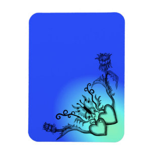 Herz mit Blume und Schmetterling im Tattoo-Stil Magnet
