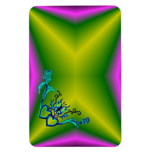 Herz mit Blume und Schmetterling im Tattoo-Stil Magnet