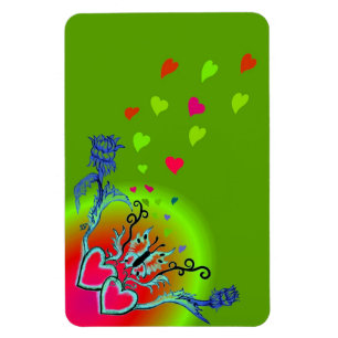 Herz mit Blume und Schmetterling im Tattoo-Stil Magnet