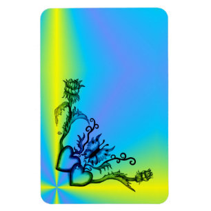 Herz mit Blume und Schmetterling im Tattoo-Stil Magnet