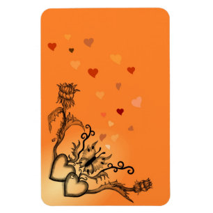 Herz mit Blume und Schmetterling im Tattoo-Stil Magnet