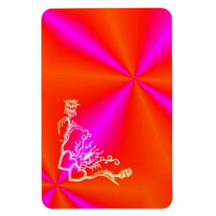 Herz mit Blume und Schmetterling im Tattoo-Stil Magnet