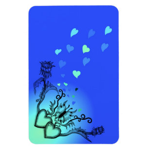 Herz mit Blume und Schmetterling im Tattoo-Stil Magnet