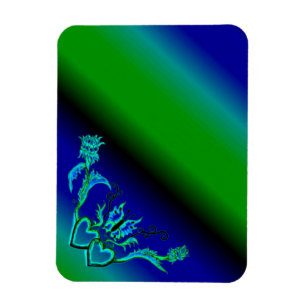 Herz mit Blume und Schmetterling im Tattoo-Stil Magnet