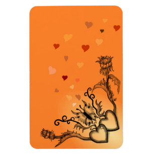 Herz mit Blume und Schmetterling im Tattoo-Stil Magnet