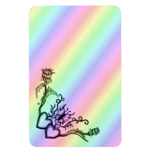 Herz mit Blume und Schmetterling im Tattoo-Stil Magnet