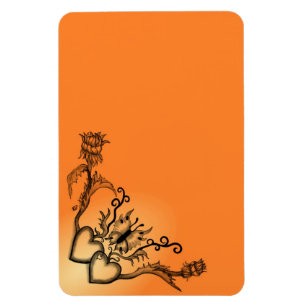 Herz mit Blume und Schmetterling im Tattoo-Stil Magnet