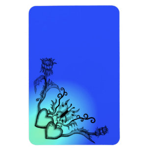 Herz mit Blume und Schmetterling im Tattoo-Stil Magnet