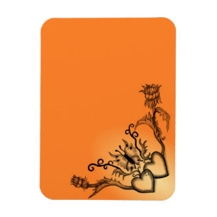 Herz mit Blume und Schmetterling im Tattoo-Stil Magnet
