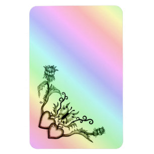 Herz mit Blume und Schmetterling im Tattoo-Stil Magnet